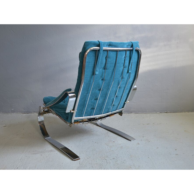 Vintage Scandinavian Adjustable Chromed Steel Lounge Chair, 1970s