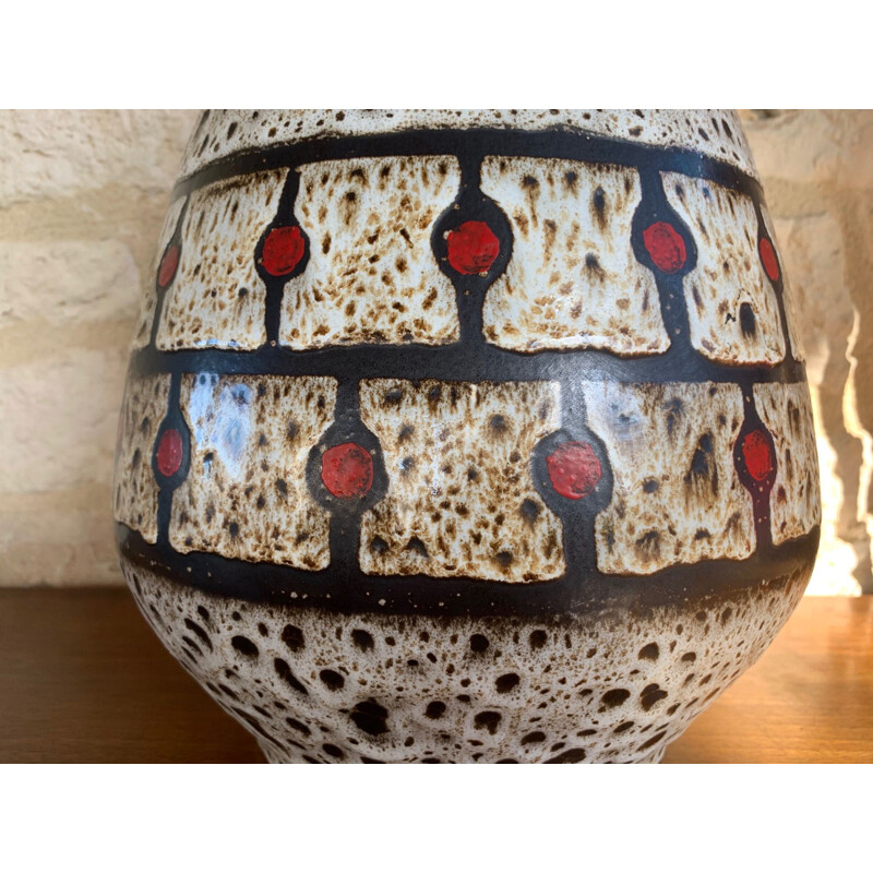 Vintage West Germany Fat Lava Vase By Jasba Keramik, 1960s