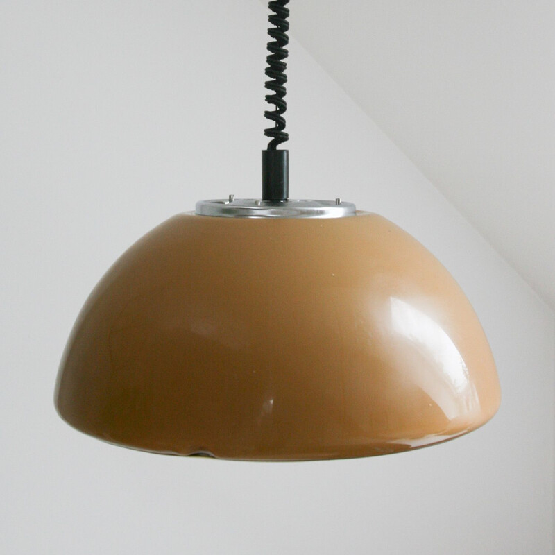 Vintage brown pendant lamp by Meblo, 1960s