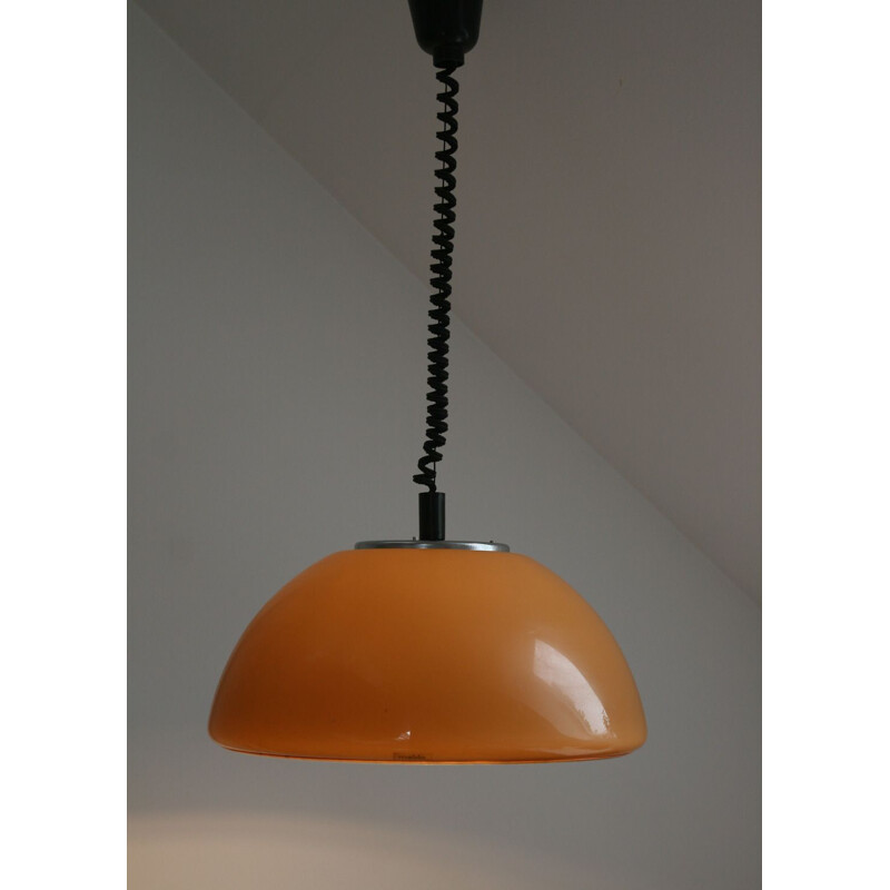 Vintage brown pendant lamp by Meblo, 1960s