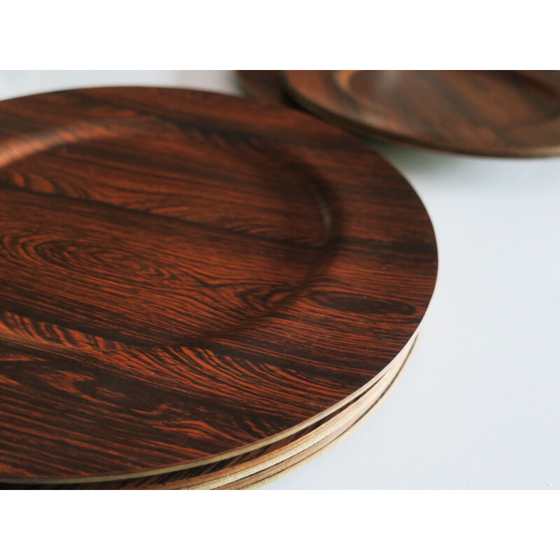 Danish vintage plates in teak and rosewood, 1960s