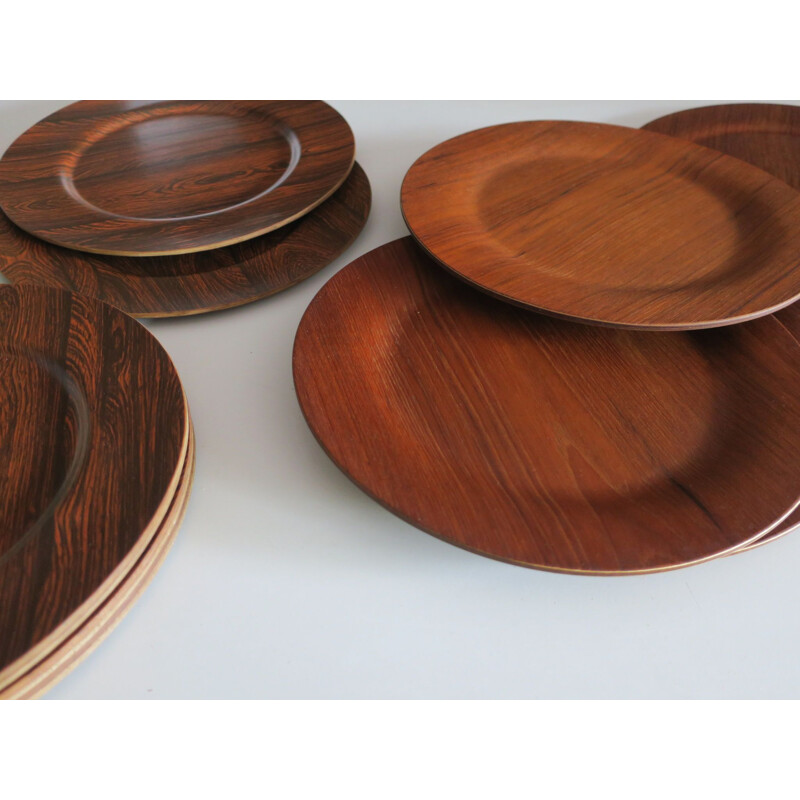 Danish vintage plates in teak and rosewood, 1960s