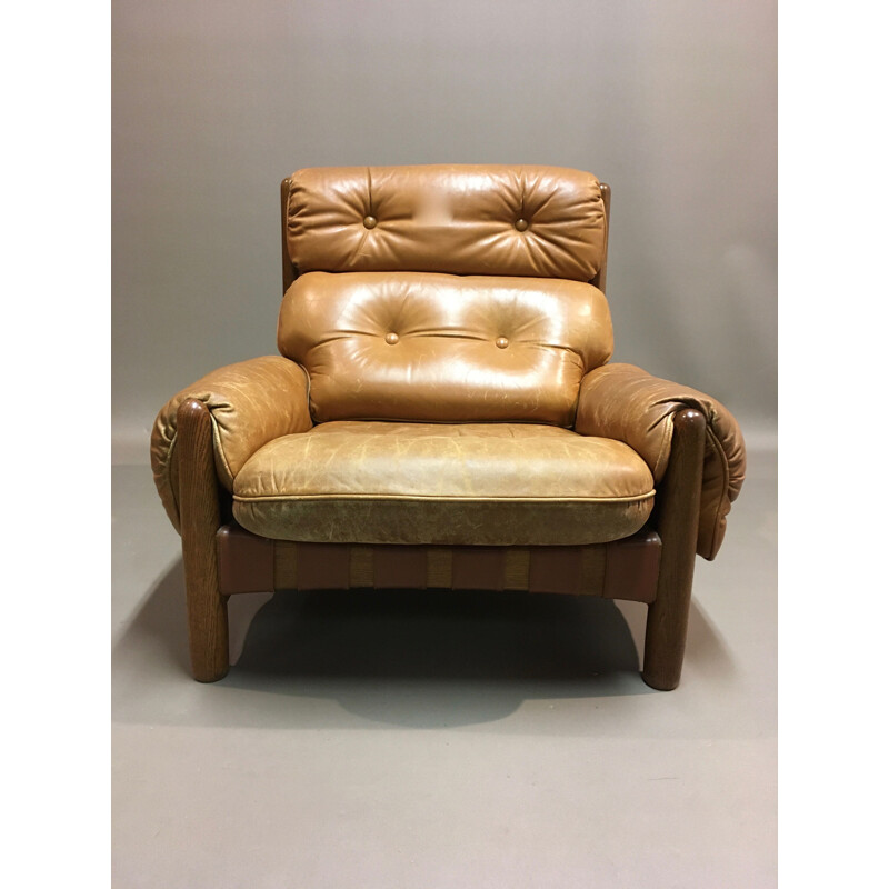 Vintage leather armchair "Percival Lafer", 1950