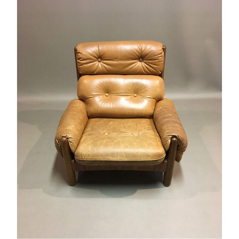 Fauteuil vintage en cuir "Percival Lafer", 1950