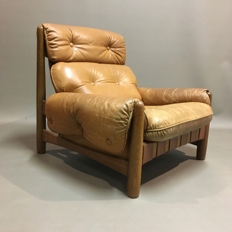 Vintage leather armchair "Percival Lafer", 1950