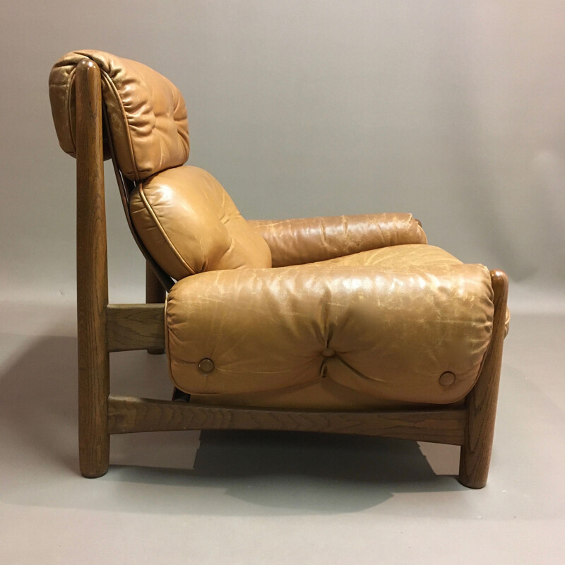 Vintage leather armchair "Percival Lafer", 1950