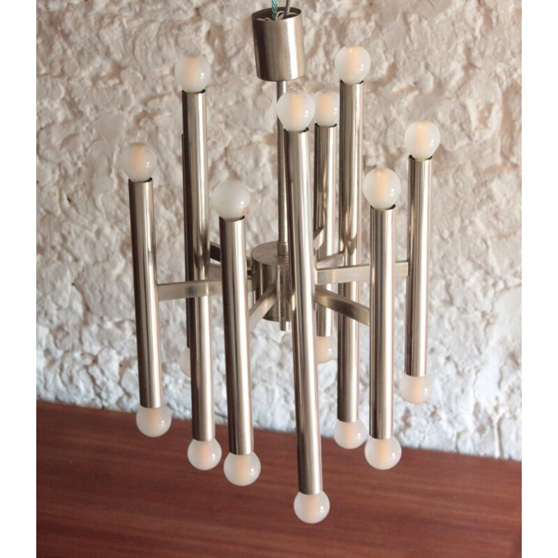 Vintage chandelier with 9 arms by Gaetano Sciolari for Boulanger