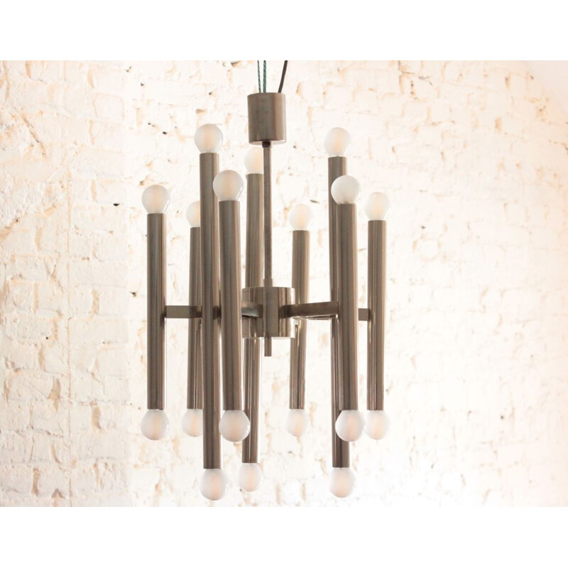 Vintage chandelier with 9 arms by Gaetano Sciolari for Boulanger