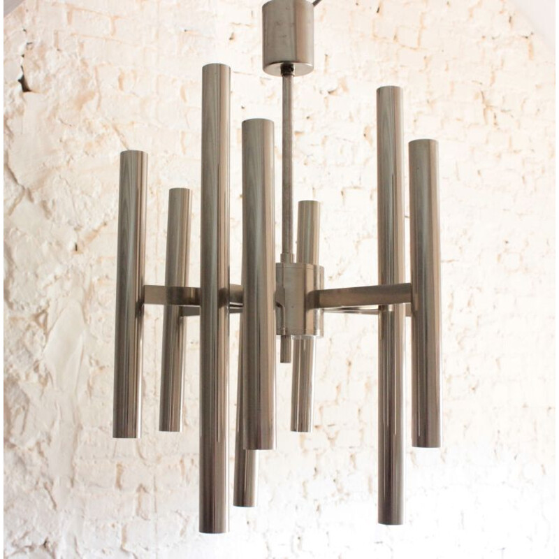 Vintage chandelier with 9 arms by Gaetano Sciolari for Boulanger