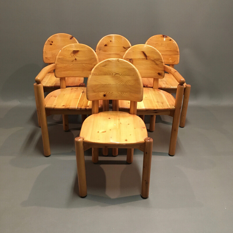 Vintage set of 4 chairs and 2 armchairs Rainer Daumiller, 1970