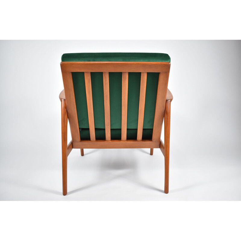 Vintage Scandinavian green bottle armchair type 300-139 by Swarzedzka Furniture Factory , 1960s 