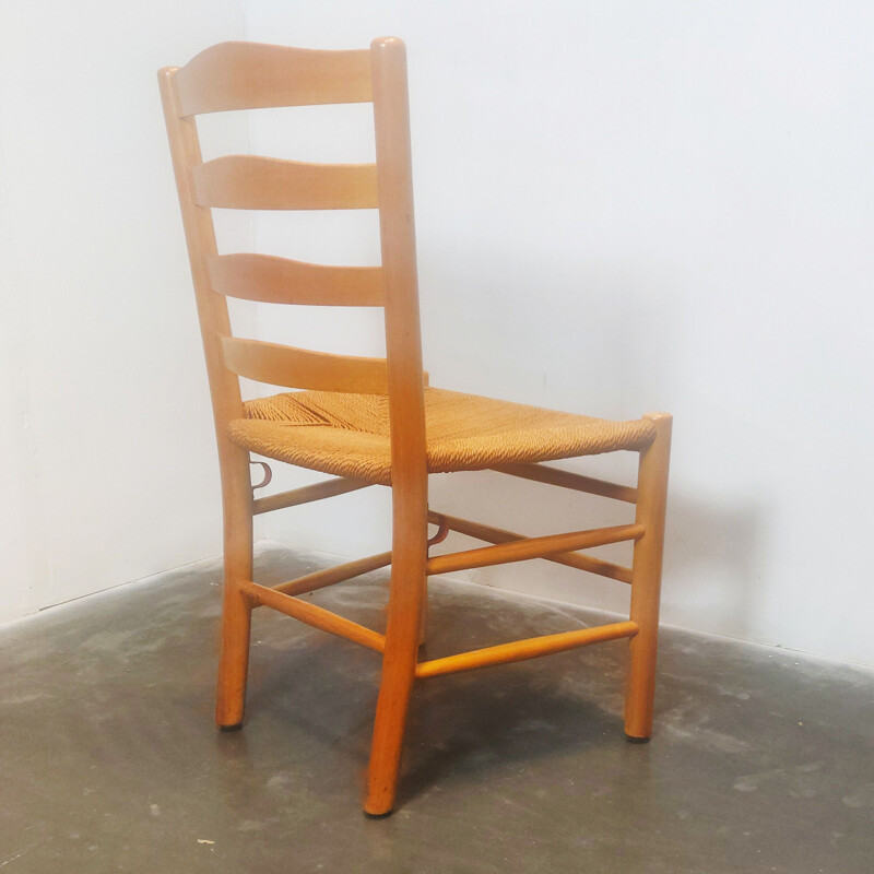 Kirkestol" vintage madeira de faia e cadeira de cordão de papel de Kaare Klint, 1960