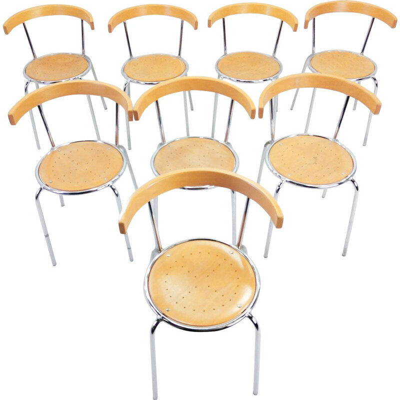 Ensemble de 8 chaises italiennes en bois courbé 