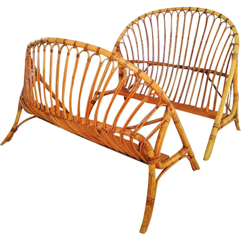 Vintage rattan basket bed