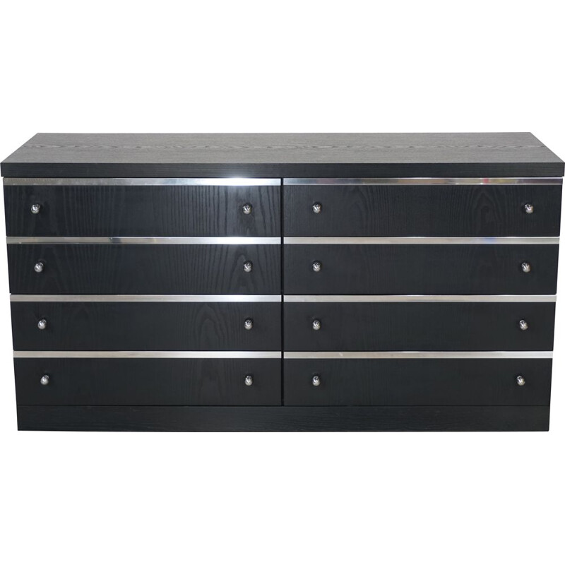 Vintage Belgian black chrome chest of drawers