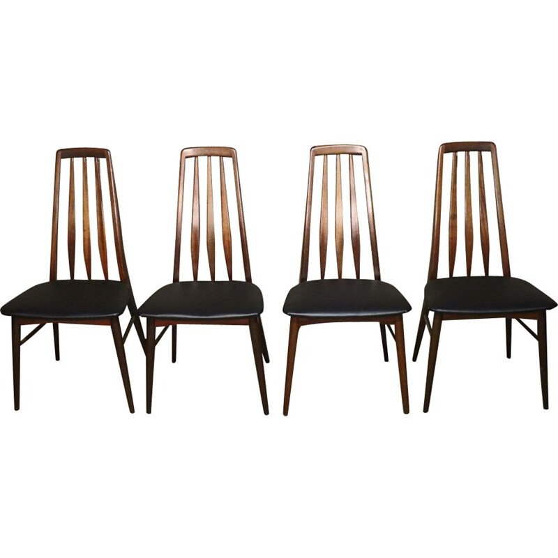 Set of 4 Scandinavian vintage chairs by Niels Koefoed model Eva 1960