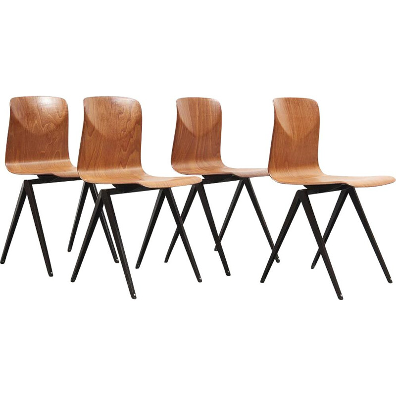 Galvanitas S19 Vintage brown oak chairs