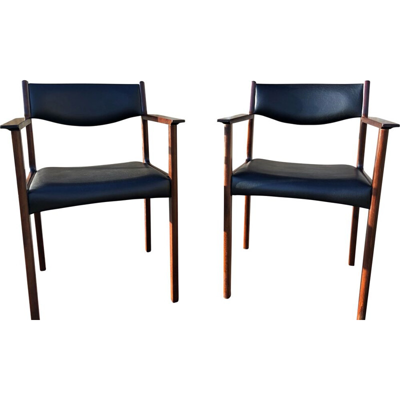 Pair of vintage scandinavian rosewood armchairs by SAX années 60