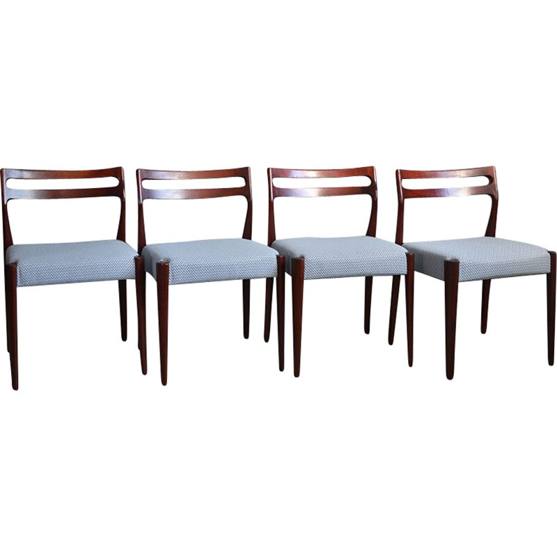Ensemble de 4 chaises scandinaves de salle à manger en teck, 1970