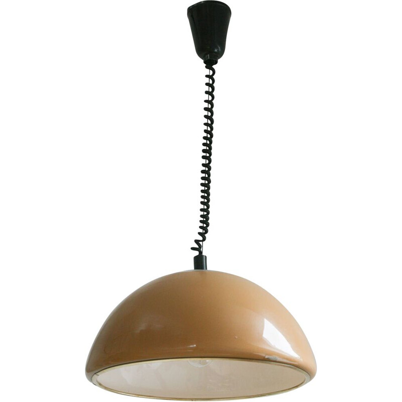 Vintage brown pendant lamp by Meblo, 1960s