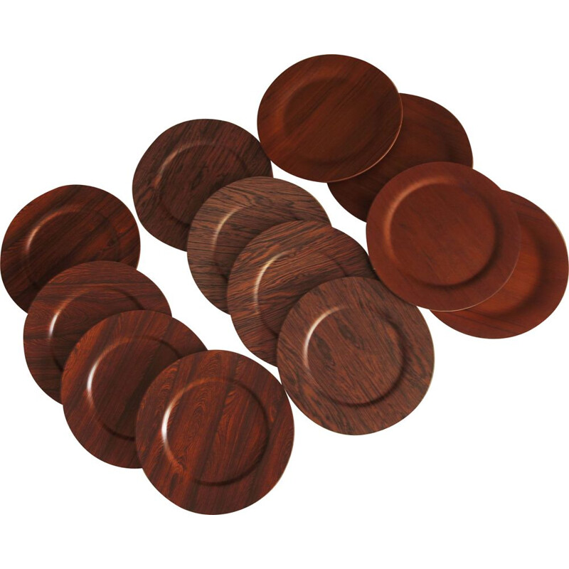 Danish vintage plates in teak and rosewood, 1960s