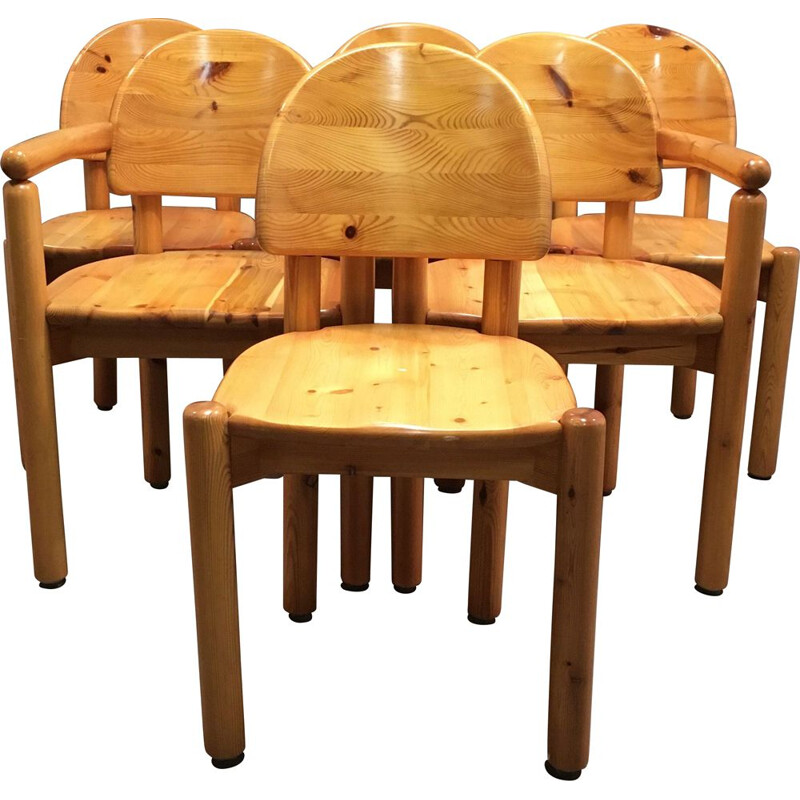 Ensemble vintage de 4 chaises et 2 fauteuils Rainer Daumiller, 1970