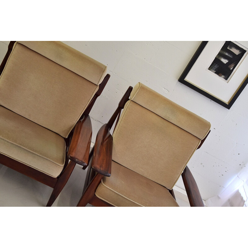 Vintage mahogany lounge chairs 1960