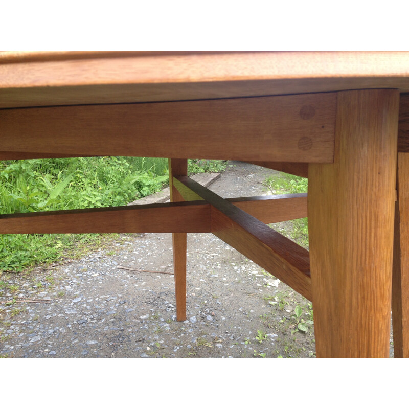 Extendable dining table in oak wood - 1950s