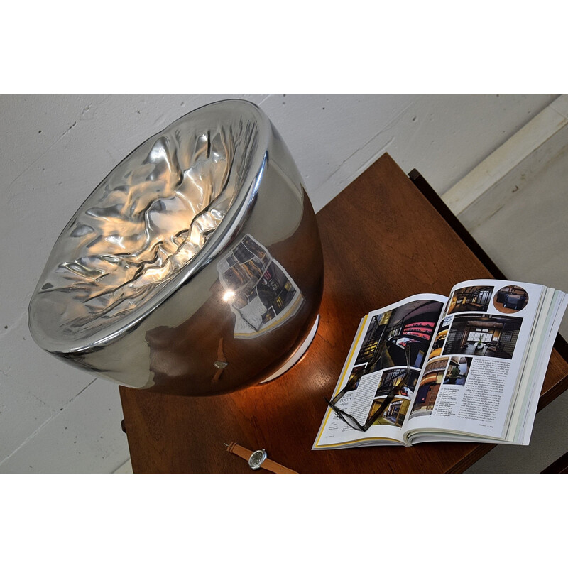 Lampada da tavolo vintage in vetro di Murano argentato traslucido