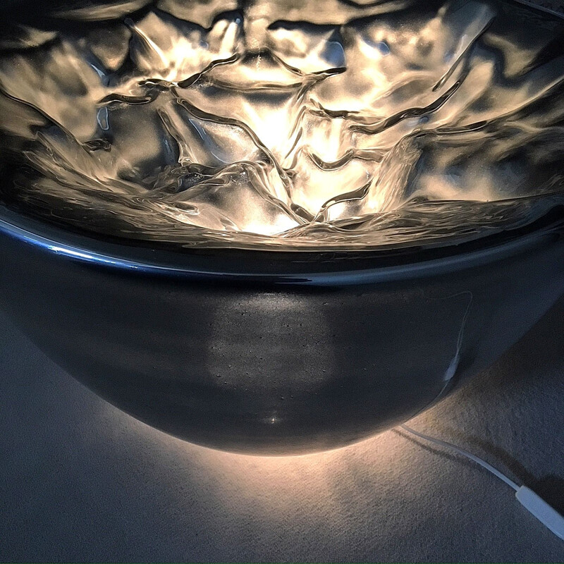 Lampe de table vintage en verre de Murano argenté translucide