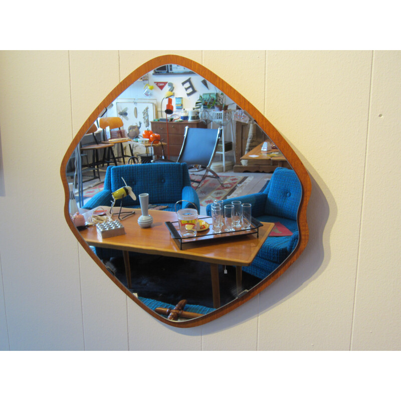 Vintage Scandinavian teak mirror 