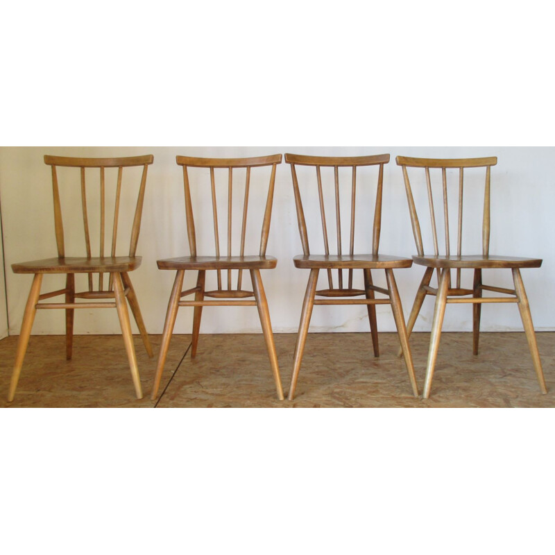 Set of 4 vintage beechwood chairs Ercol