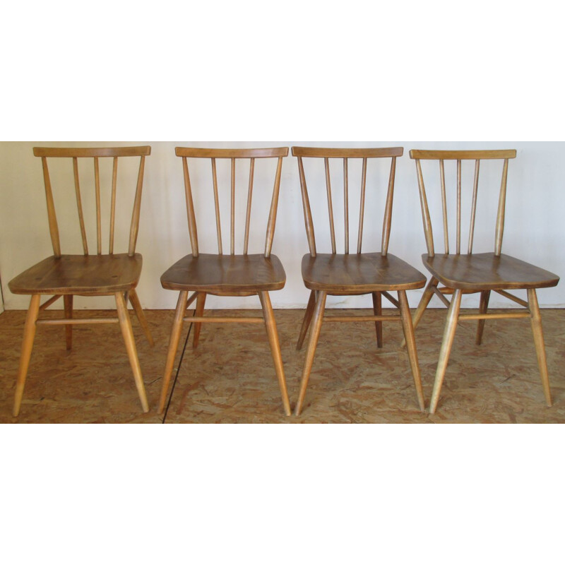 Set de 4 Chaises vintage en hêtre Ercol