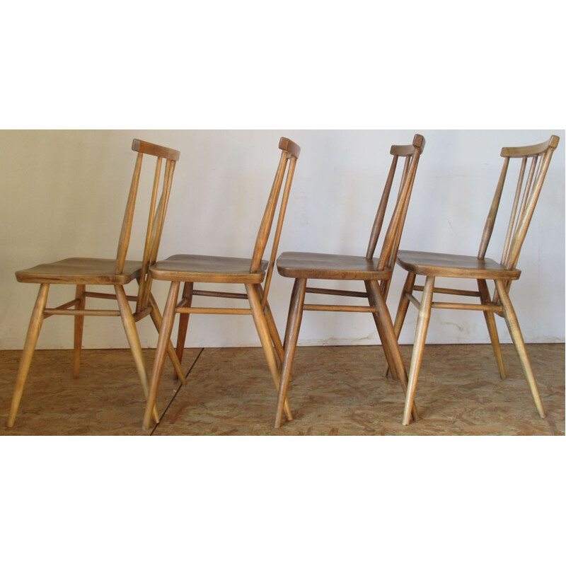 Set of 4 vintage beechwood chairs Ercol