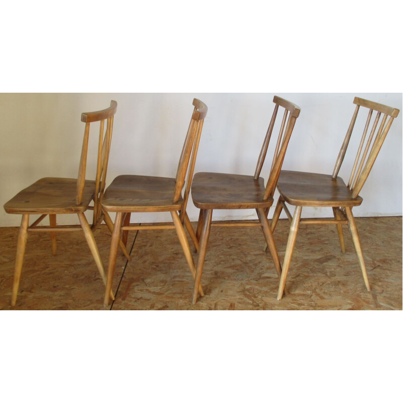 Set de 4 Chaises vintage en hêtre Ercol