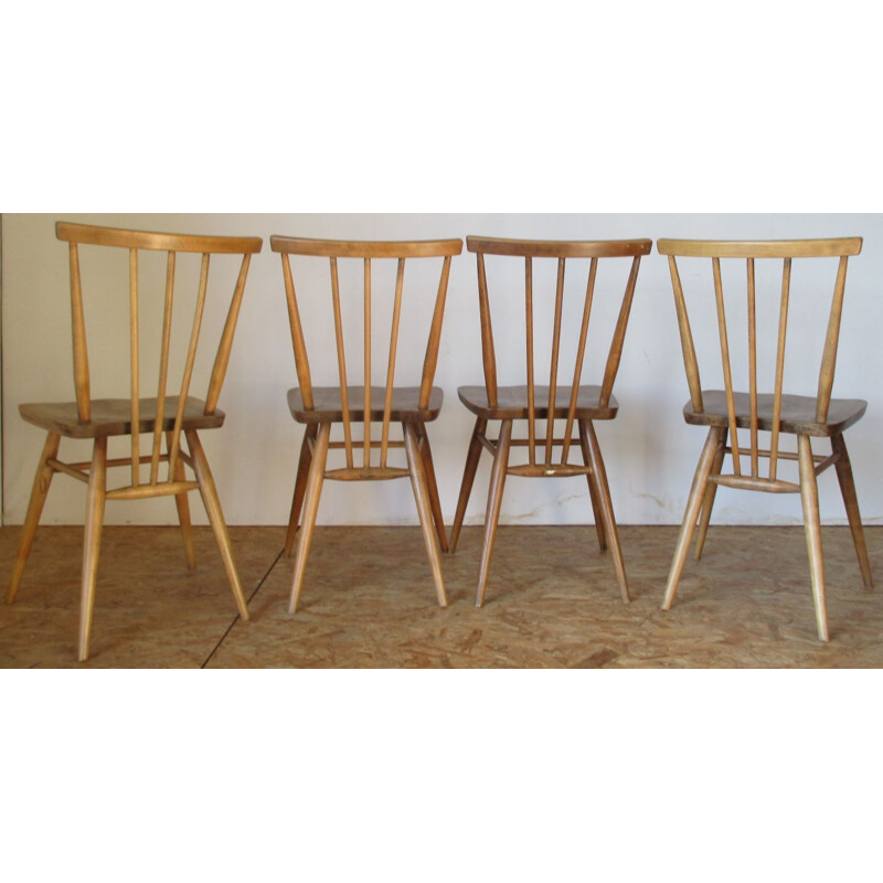 Set of 4 vintage beechwood chairs Ercol