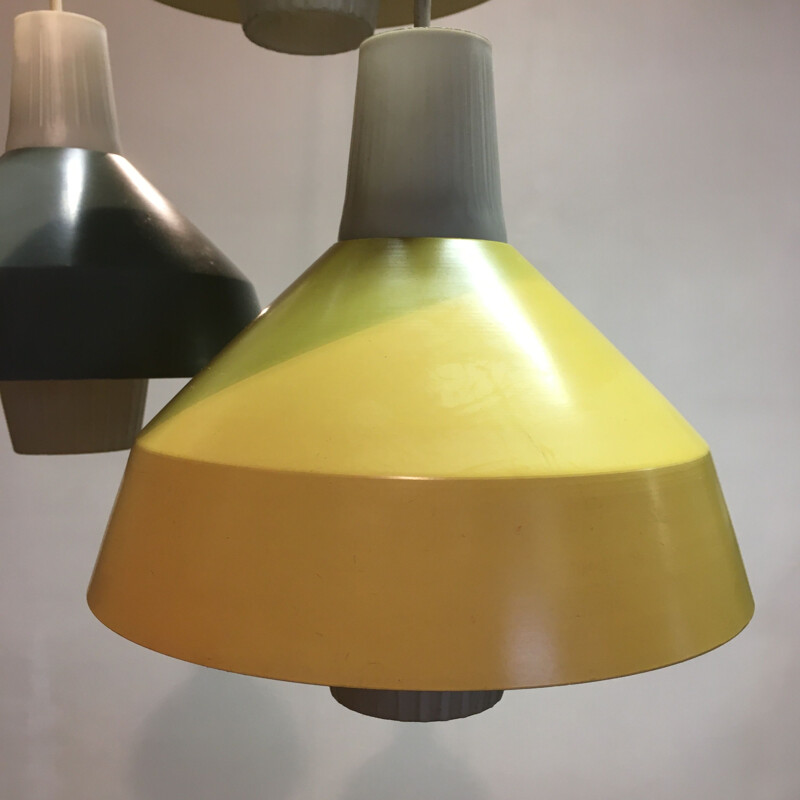 Large vintage 5-light Design suspension lamp 1950