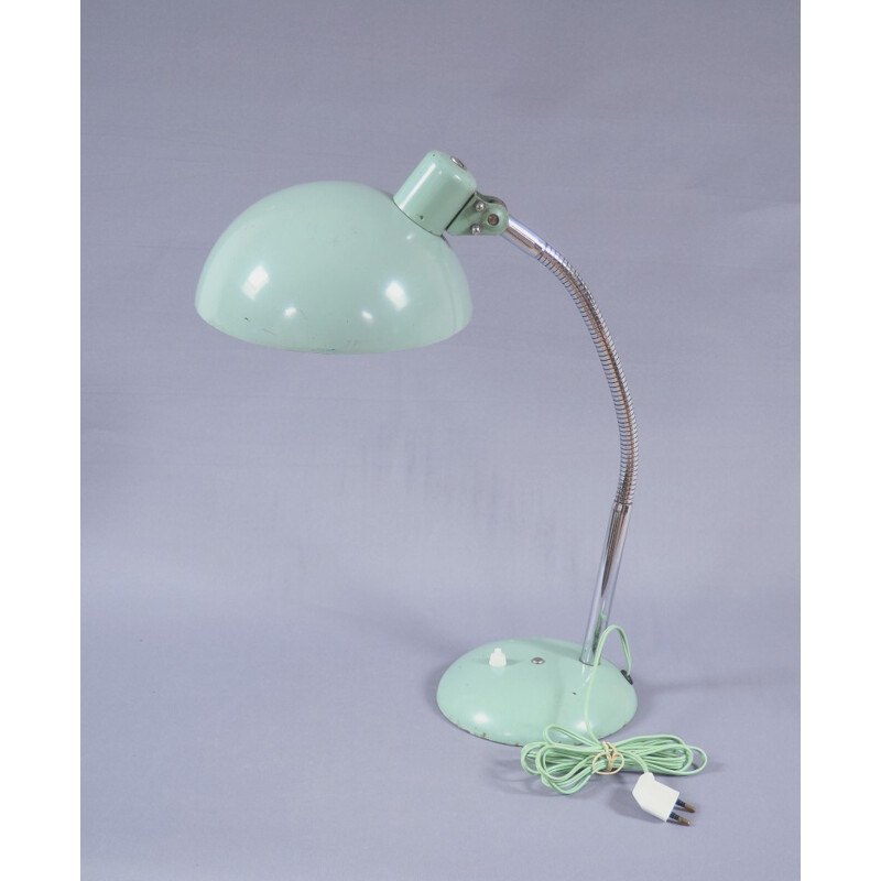 Industrial flexible lamp in water green metal - 1940s