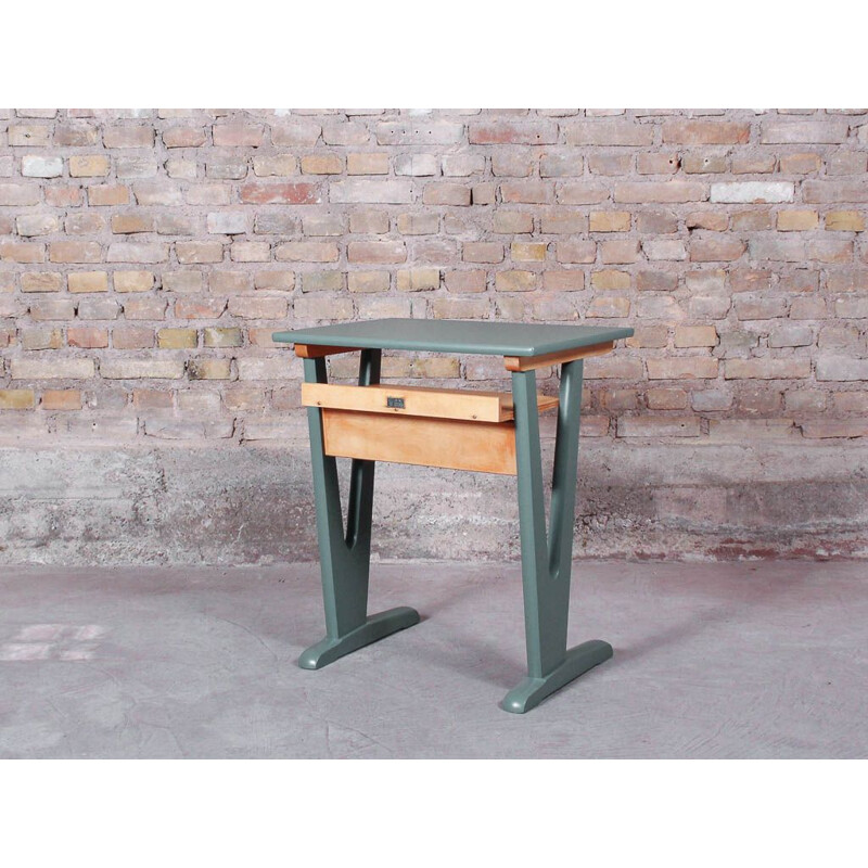 Vintage school desk in solid wood, Wini Schulmöbel 1960