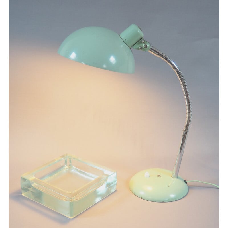 Lampe industrielle flexible en métal vert d'eau - 1940