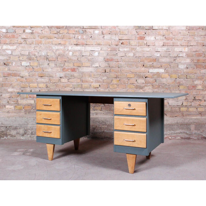 Vintage minister's desk 6 oak drawers