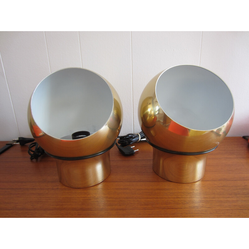 Pair of vintage Scandinavian golden sconces Hemi Klot 3