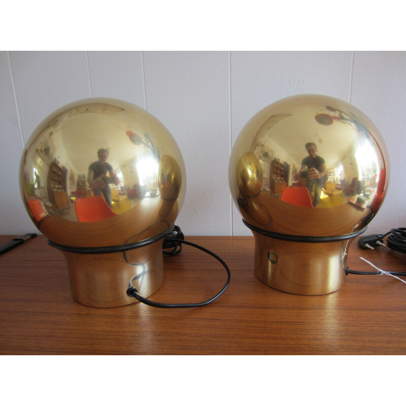 Pair of vintage Scandinavian golden sconces Hemi Klot 3