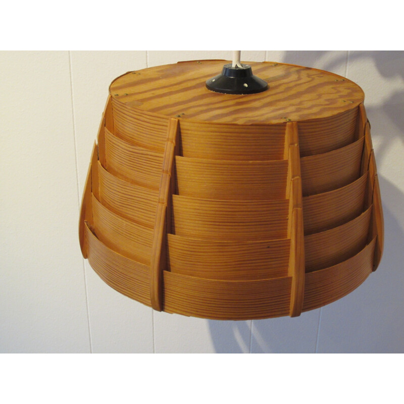 Vintage Scandinavian pine hanging lamp