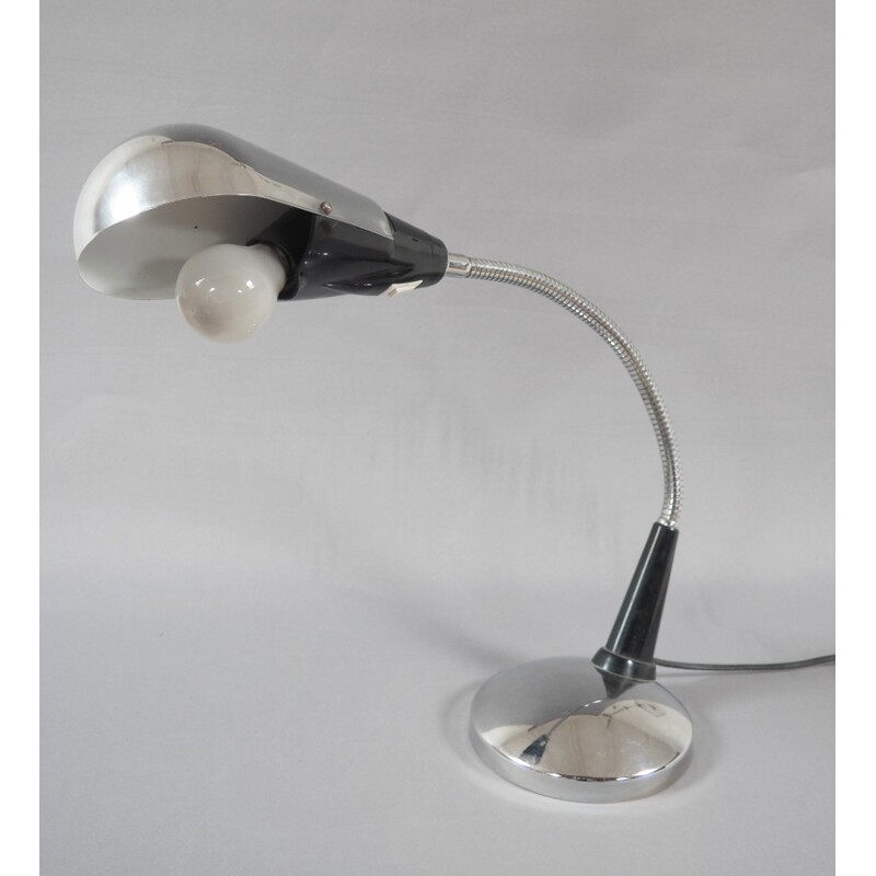 Lampe de bureau vintage flexible en métal chromé, 1960