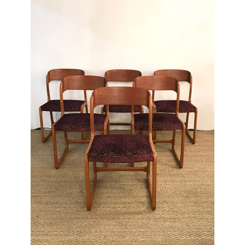 Suite de 6 chaises Traineau vintage par Baumann 1960