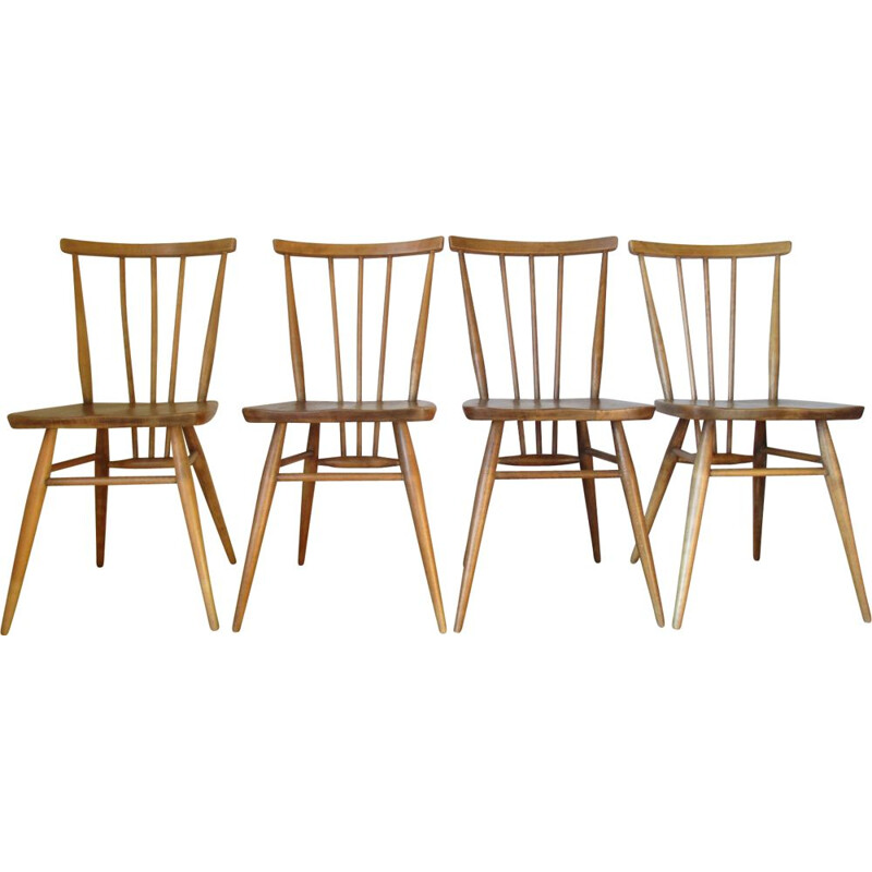 Set de 4 Chaises vintage en hêtre Ercol