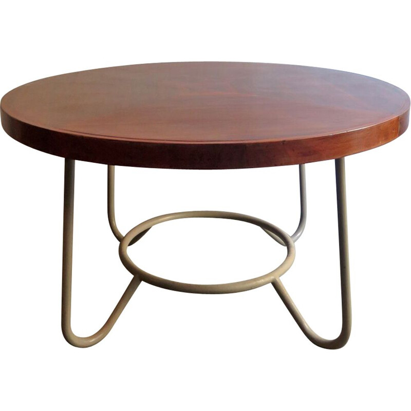 Vintage Bauhaus table in wood and metal 1930