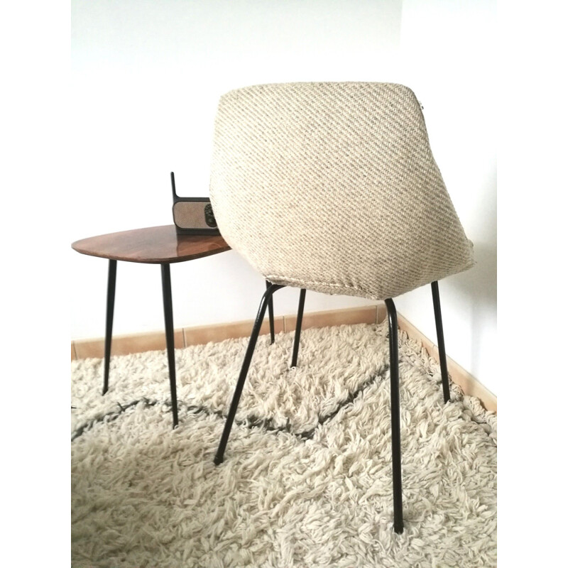 Vintage pair of "tonneau" chairs by Pierre Guariche 1950