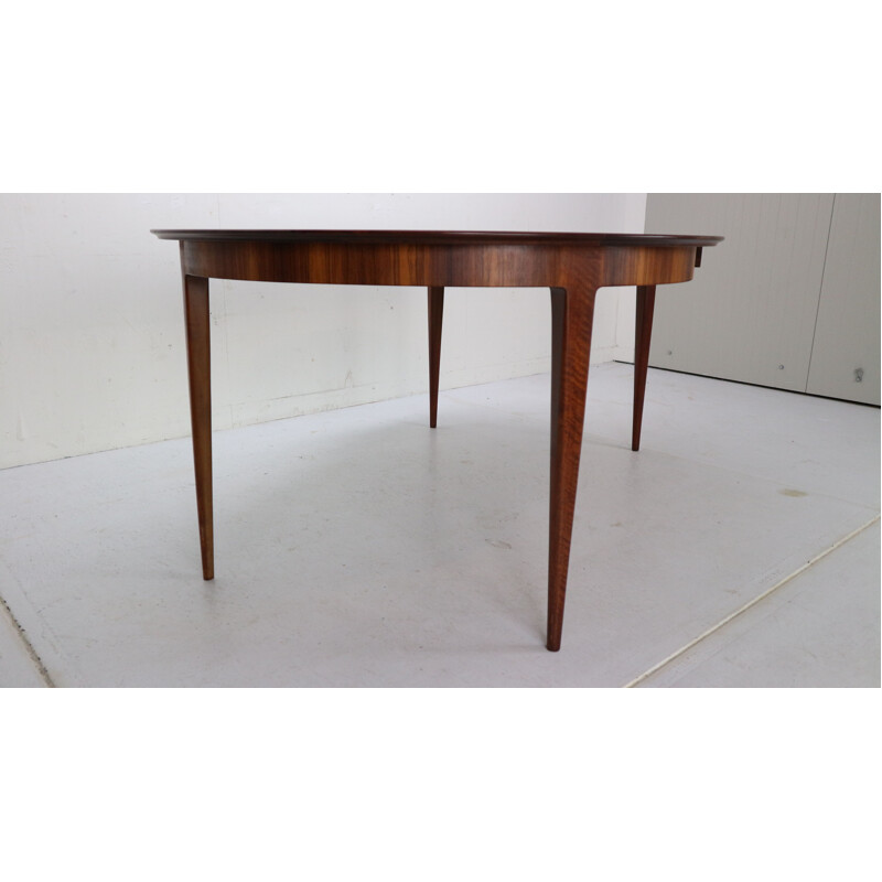 Vintage Scandinavian Extendable Oval Round Dinning Table, 1960 Denmark